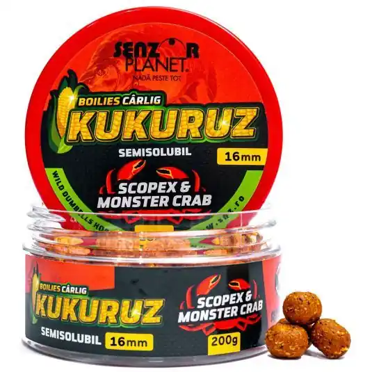 Cumpărături sigure Boilies Senzor Kukuruz Scopex & Monster Crab 16mm, 200g