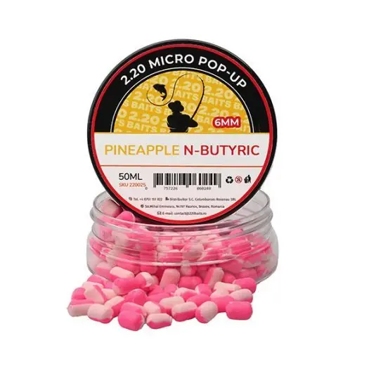 Boilies 2.20 Baits Micro Pop-up 6mm Pineapple N-Butyric Ofertă de sezon