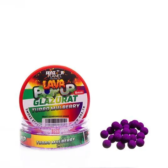 Boilies Senzor Lava Pop-up Glazed Turbo Mulberry 8mm, 30g Preferatul clienților