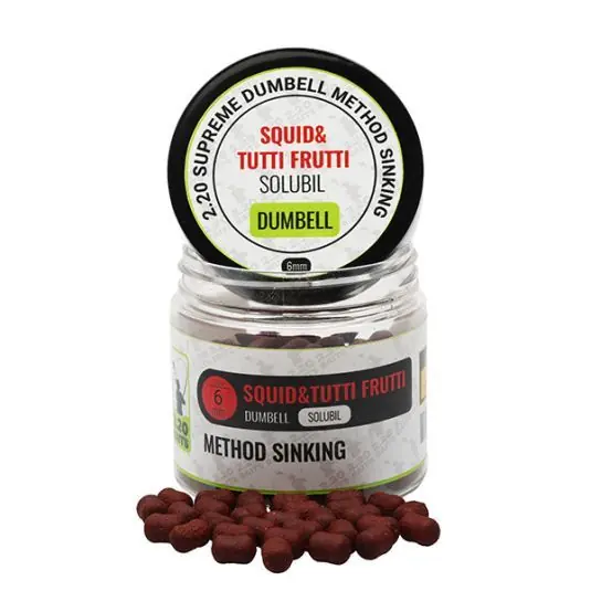 Popular Dumbells 2.20 Baits Supreme Method Sinking Solubil Squid & Tutti Frutti 6mm