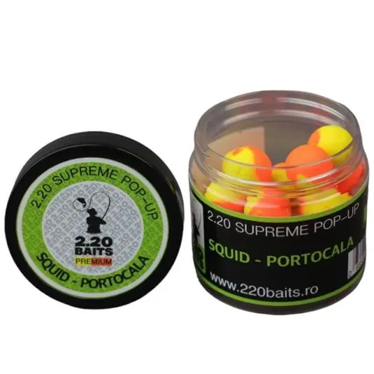 Retur gratuit Boilies 2.20 Baits Supreme Pop-Up 16mm, Squid-Portocala
