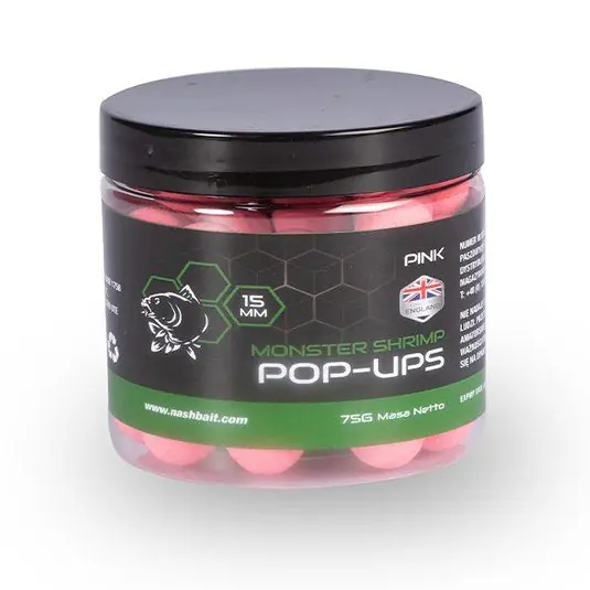 Boilies Nash Monster Shrimp Pop-Ups Pink 12mm, 75g Ofertă specială