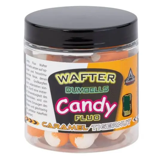 Reducere extra Wafters Anaconda Candy Fluo Dumbells Caramel Tigernuts, 16mm, 90g