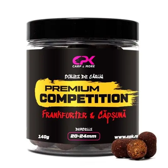 Preț redus Boilies CPK OS Premium Competition Dumbells Frankfurter & Capsuna, 20-24mm, 140g