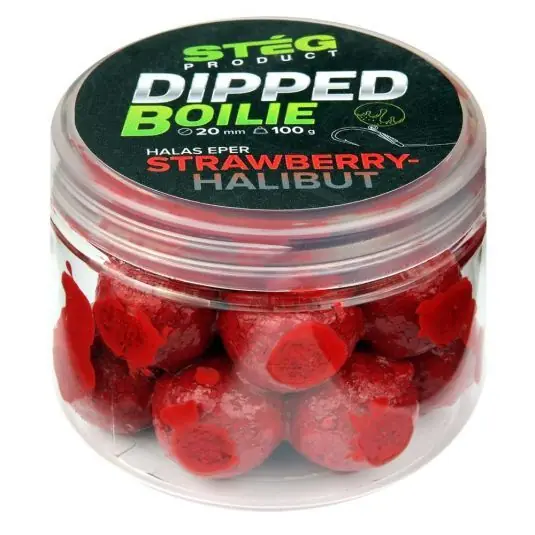Boilies Steg Dipped Strawberry Halibut 20mm, 100g Expediere rapidă