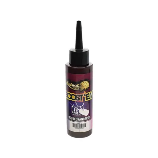 Aditiv lichid Select Baits PVA Boost'Em Liquid Squid and Cranberry 115ml Disponibil imediat