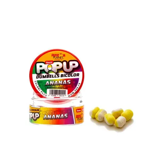 Boilies Senzor Pop-Up Dumbells Bicolor Ananas 6mm 15g Cel mai vândut