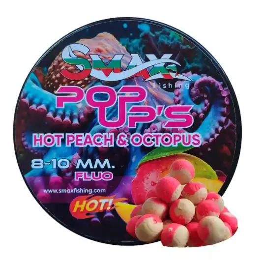 Boilies Smax Fluo Pop-Ups Hot Peach and Octopus 8-10mm Cel mai bun preț