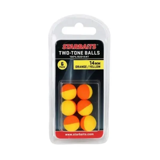 Boilies Starbaits Two-Tones Balls Buoyant Yellow/Orange 14mm Lichidare de stoc