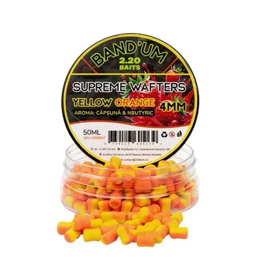 Cumpărături sigure Wafters 2.20 Baits Supreme Bandum Wafters Yellow Orange 4mm