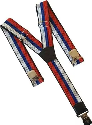 Bretele natur pentru pantaloni, alb-albastru-roșu Discount