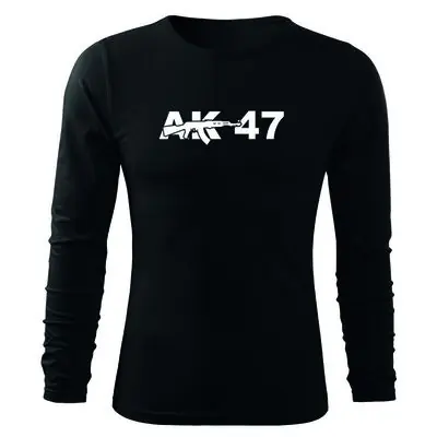 Cumpără online DRAGOWA Fit-T tricou cu mânecă lungă ak47, negru 160g/m2