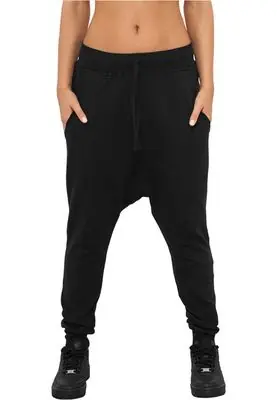 Discount Pantaloni de trening pentru femei Urban Classics Fleece Light Fleece Sarouel, negri