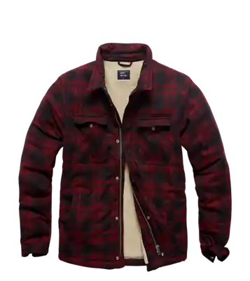 Vintage Industries Class jachetă sherpa, roșu carouri Disponibil imediat