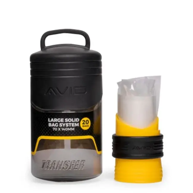 Kit Pungi PVA Avid Carp Transfer Solid Bag System | Cu Tub si Lingurița | 20 Pungi Ofertă limitată