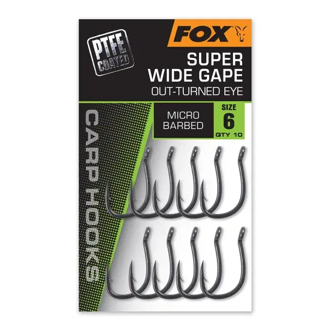 Carlige Fox Super Wide Gape Outturned Eye Micro Barbed 10buc Popular