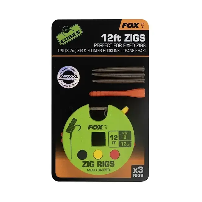 Monturi FOX Edges Zig Rigs, 3buc/disc Nr.8 12ft - 365cm Reducere extra