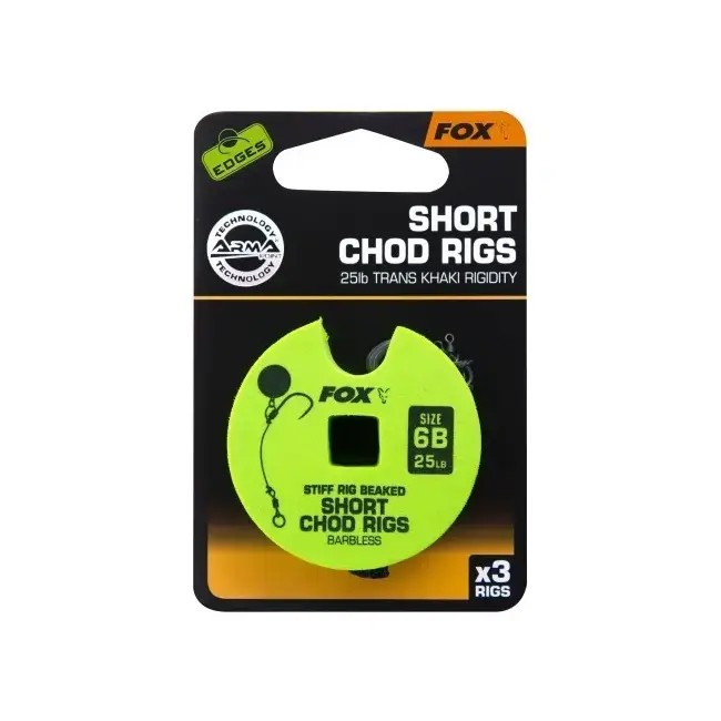 Montura FOX Edges Stiff Chod Rig Short Barbless, 3buc/disc Transport gratuit