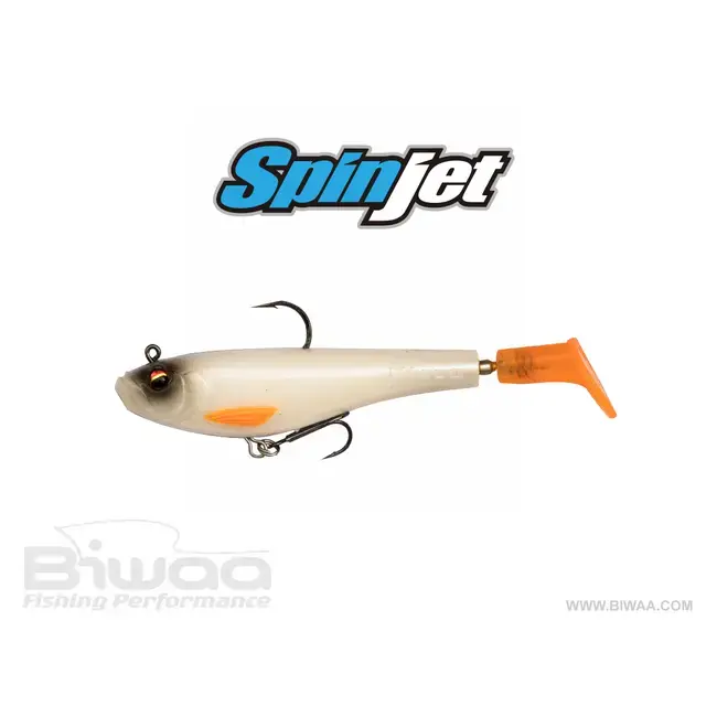 Swimbait Biwaa Spinjet ,Culoare Pearl White, 10cm, 18g – Nălucă Hibridă cu Mișcare Realistă Disponibil imediat