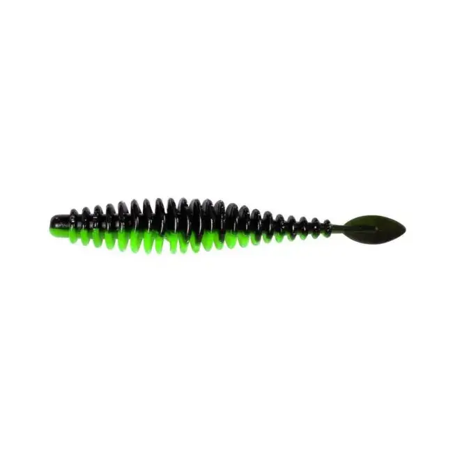 Naluca Magic Trout T-Worm P-Tail Chilli-Cheese,Neon Green/Black, 65mm, 6buc Ofertă exclusivă