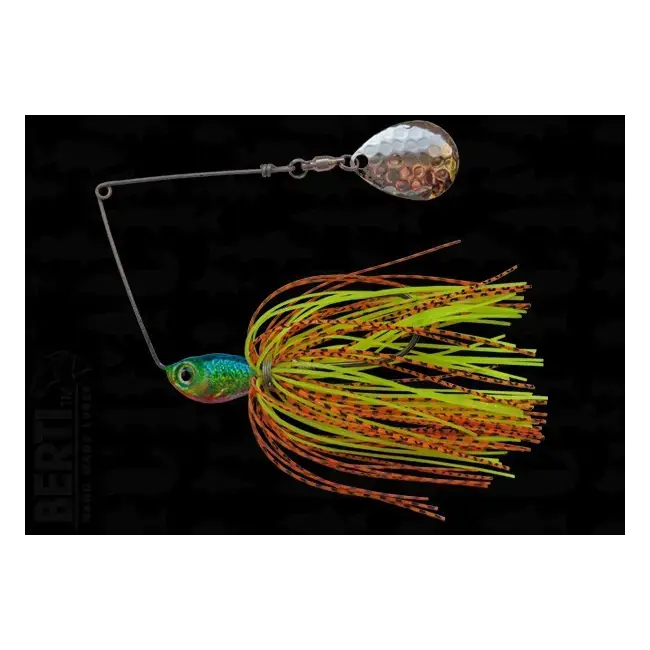Calitate înaltă Bertilure Spinnerbait Colorado Deep Cup 2 cu Skirt 11g Culoare Orange/Negru Chartreuse