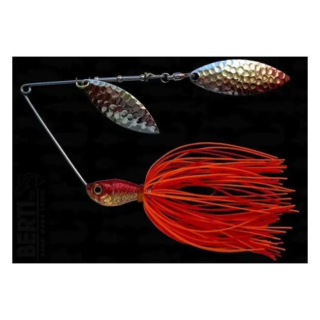 Disponibil imediat Spinnerbait cu Skirt Berti Salcie Salcie, Portocaliu/Rosu, 14g
