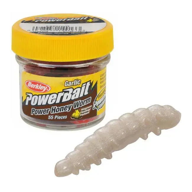Ofertă de sezon Viermi Artificiali BERKLEY Powerbait Honey Worms, 2.5cm, 55buc/flacon, Alb