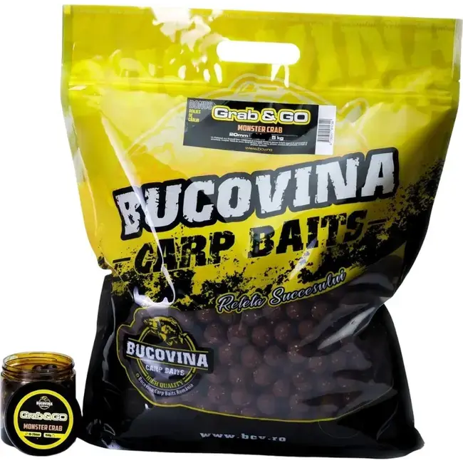 Pachet Boilies de Nadit + Boilies de Carlig Bucovina Baits Grab&Go, Solubile, 20mm, 5kg + 16-20mm, 150g Reducere extra
