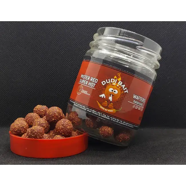 Boilies de Carlig Critic Echilibrat Mister Red Super Hot Wafters, 100g Calitate înaltă