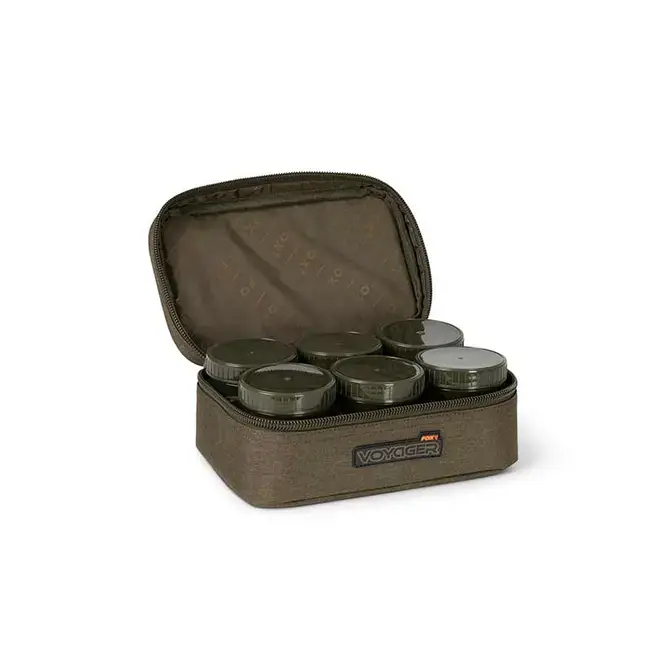 Geanta Momeala Fox Voyager 8 Pot Hookbait Case, 25x12x16cm Noutate