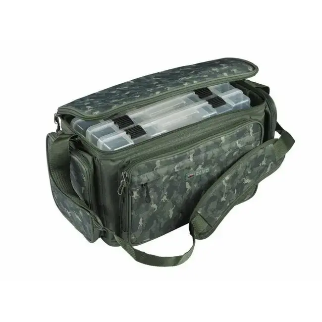 Plată securizată Geanta Pescuit Mitchell MX Camo Tackle Bag L + 3 Cutii, Green Camo, 47x 6x24cm