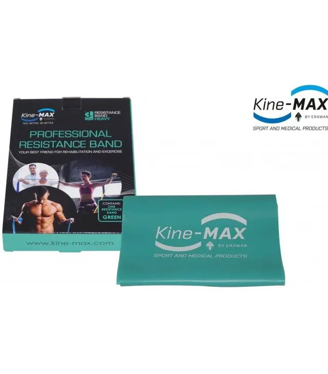 Bandă elastică de antrenament KINE-MAX PROFESSIONAL RESIST BAND Verde (GREU) Reducere extra