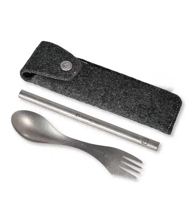 Transport gratuit Tacâm LIGHT MY FIRE SPORKN STRAW KIT TITANIUM MERINOWOOL CAS Uni