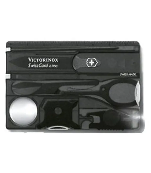 Preț promoțional Instrument multifuncțional VICTORINOX SWISSCARD LITE 0.7333.T3 ONYX TRANSL.LED