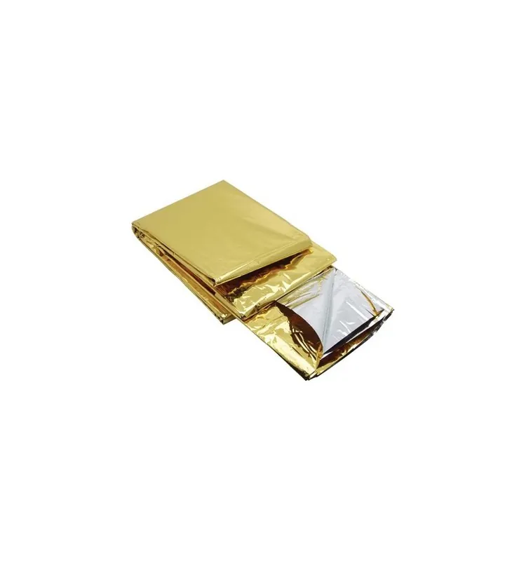 Folie supravietuire, accidente, soc, arsuri, semnalizare aurie - argintie, 213 x 132 cm, 50 grame Promoție