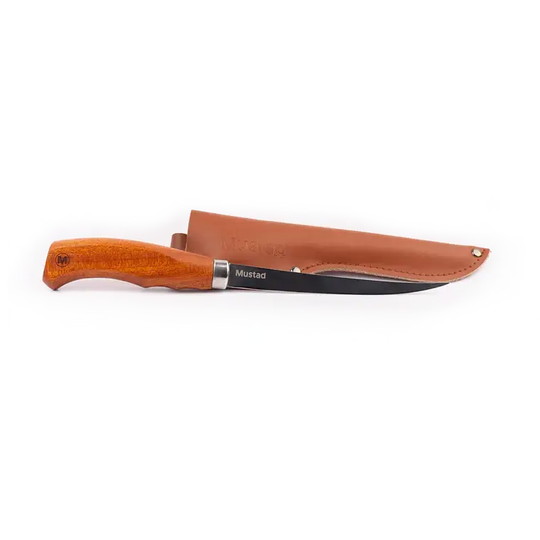 Ofertă exclusivă Cutit filetat Mustad lama teflonata 15.2 cm cu teaca