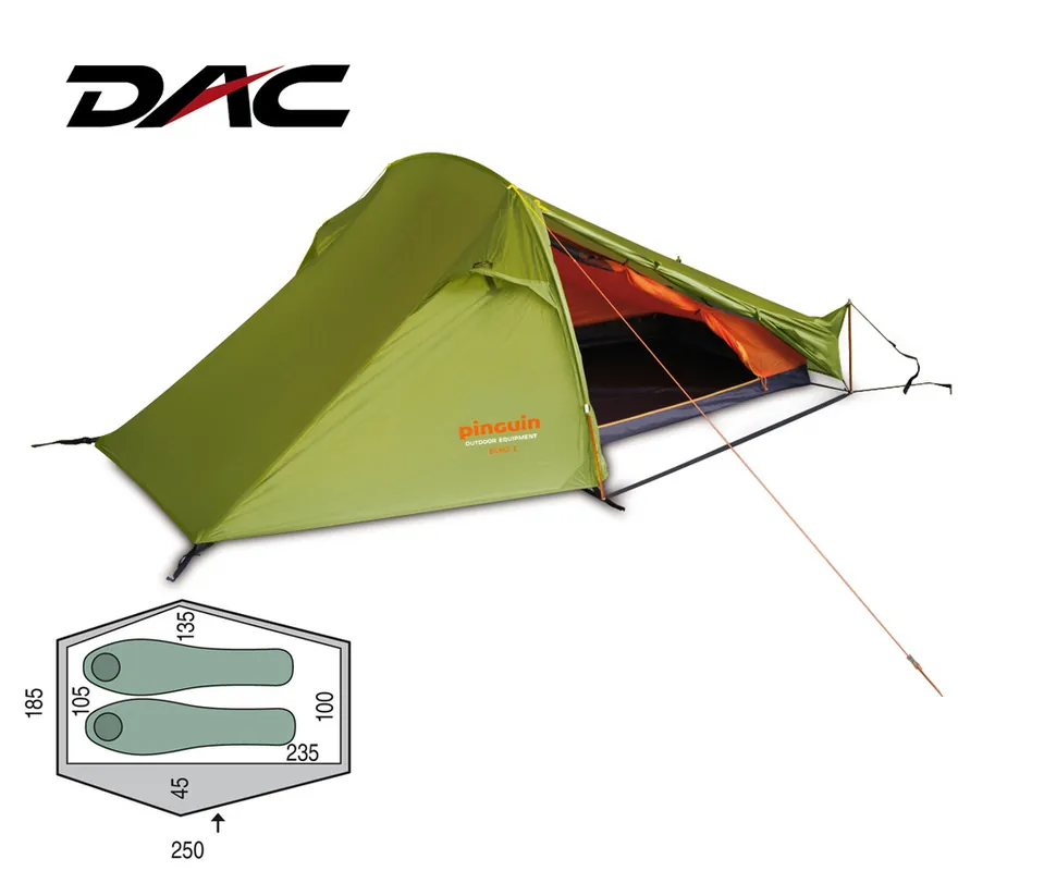 Expediere rapidă Cort Pinguin Echo 2 DAC, 2 persoane, 1.9kg, verde