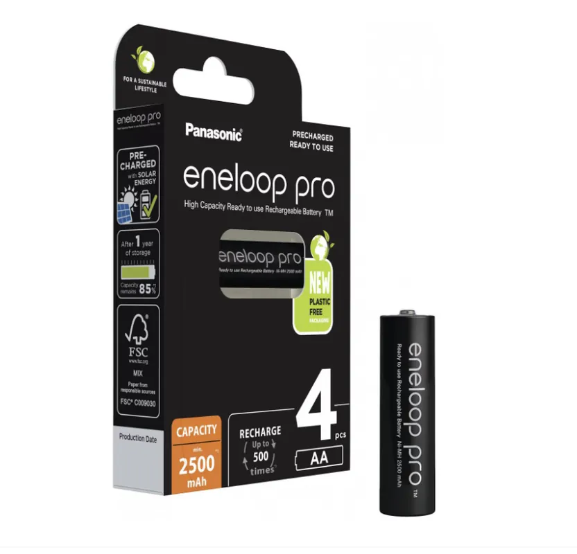 Acumulatori Panasonic Eneloop Pro AA R6 2500mAh 1,2V Ni-MH, set 4 bucati Bestseller