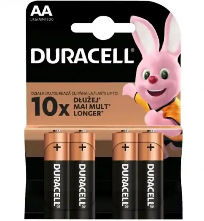 Calitate înaltă Baterii alcaline R6 / AA Duracell 1.5 V, set 4 bucati