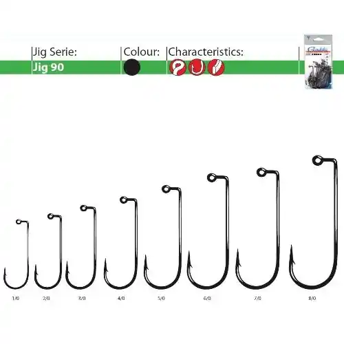 Premium CARLIGE NELESTATE PENTRU JIG GAMAKATSU 90 BL 25 BUC / PLIC, NR. 1/0