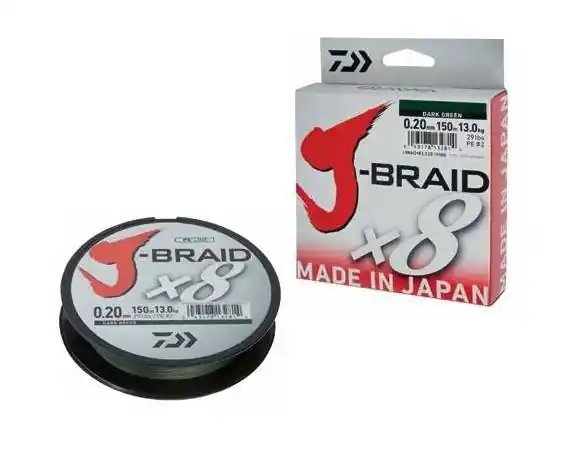 Livrare expres FIR TEXTIL DAIWA J-BRAID X8 VERDE 0.18MM/12KG/150M